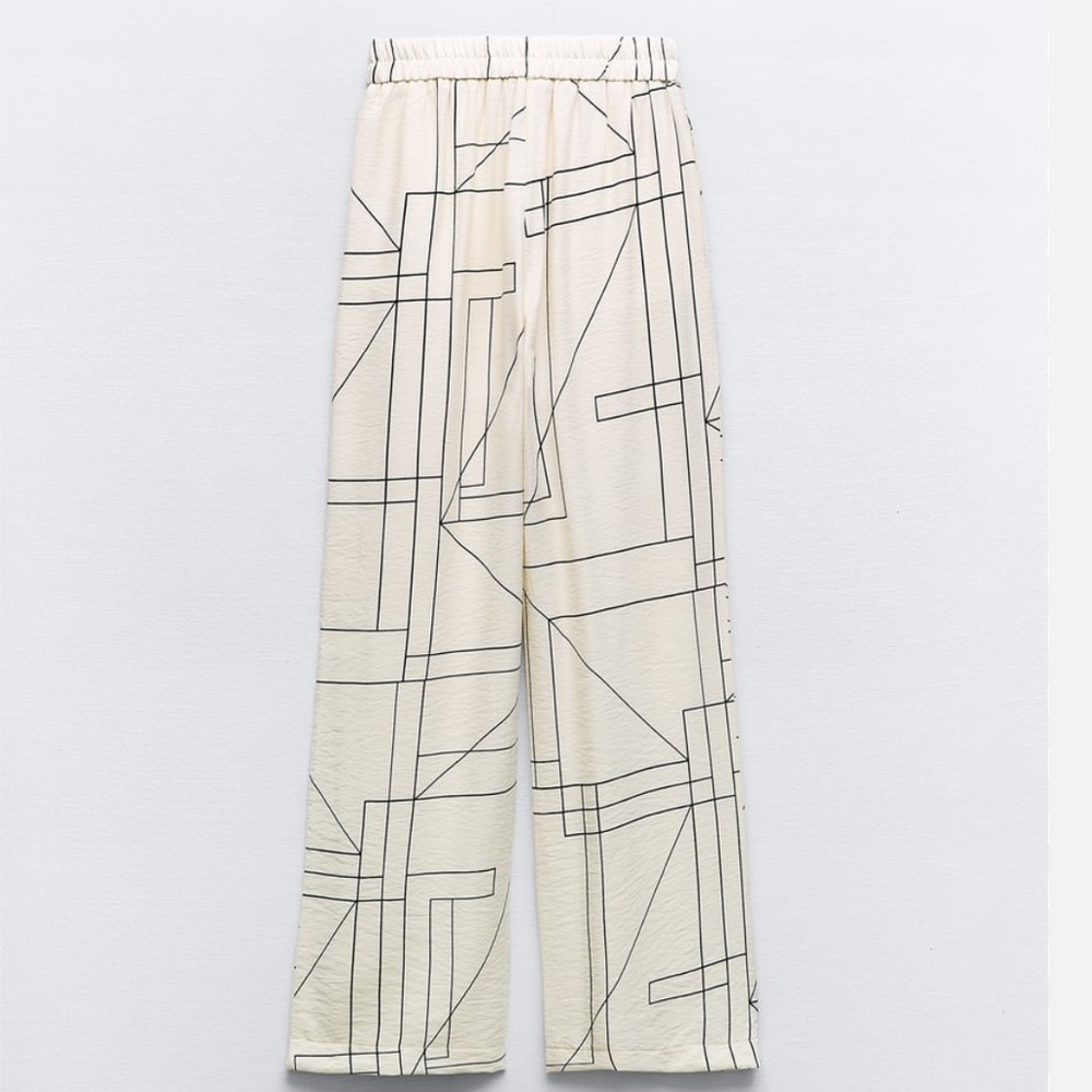 Zara GEOMETRIC PRINT WIDE LEG PANTS